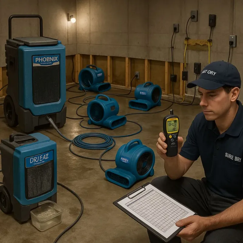 Structural Drying and Dehumidification process in Cut and Shoot, TX